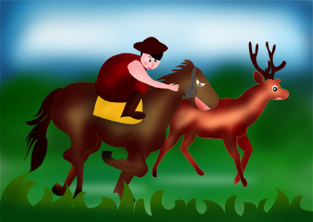 32.The Horse, Hunter, and Stag (马、雄鹿和猎人)